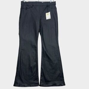 Cosmic Blue Love‎ Jeans Womens 32P Black Coated Flare Petite Stretch Denim NWT
